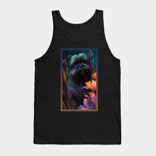 Affenpinscher Vibrant Tropical Flower Tall Digital Oil Painting Portrait 2 Tank Top